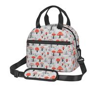 HAHAFU Cartoon Mushrooms Lunch Bag Adults,Print Insulated Leak-Proof Lunch Bag with Adjustable Long Shoulder Strap