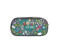 HAHAFU Cartoon Science Theme Clear Pencil Case with Full Print On Front Panel,Transparent PVC Pouch, Lightweight Wear-Resistant, Zipper Closure for School, Office, Travel