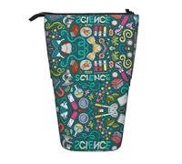 HAHAFU Cartoon Science Theme Telescopic Pencil Case, Oxford-Cloth Adjustable Pencil Pouch with Zipper, Multi-Functional Portable Stationery Bag for School Office