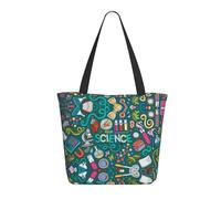 HAHAFU Cartoon Science Theme Women'S Large Shopping Tote Bag, Lightweight Durable Polyester Tote With All-Over Print,Foam Padded For Protection