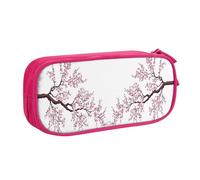 HAHAFU Cherry Blossoms Tree Double Layer Large Capacity Pencil Case, Full Print Oxford-Cloth Pencil Pouch with Multiple Compartments,Customizable Smooth Zipper Stationery Bag