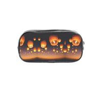 HAHAFU Chinese Flying Lanterns Clear Pencil Case with Full Print On Front Panel,Transparent PVC Pouch, Lightweight Wear-Resistant, Zipper Closure for School, Office, Travel