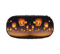HAHAFU Chinese Flying Lanterns Double Zipper Pencil Case Makeup Bag,Large Capacity Crush-Resistant Polyester OrganizerFor School Office Travel