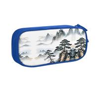 HAHAFU Chinese Landscape Painting Double Layer Large Capacity Pencil Case,Print Oxford-Cloth Pencil Pouch with Multiple Compartments