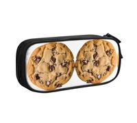HAHAFU Chocolate Cookie Double Layer Large Capacity Pencil Case,Print Oxford-Cloth Pencil Pouch with Multiple Compartments
