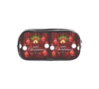 HAHAFU Christmas Ball Golden Bell Clear Pencil Case with Full Print On Front Panel,Transparent PVC Pouch, Lightweight Wear-Resistant, Zipper Closure for School, Office, Travel