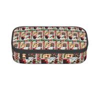 HAHAFU Christmas Dog Durable Large Capacity Pencil Case with Multiple Compartments,Print Water-Resistant Polyester School Supplies Organizer (Square Design)
