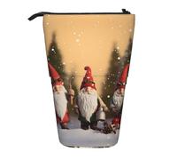 HAHAFU Christmas Gnomes Telescopic Pencil Case, Oxford-Cloth Adjustable Pencil Pouch with Zipper, Multi-Functional Portable Stationery Bag for School Office