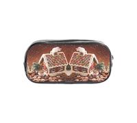 HAHAFU Christmas Village House Clear PVC Pencil Case,Transparent Makeup Bag for School,Office,Travel Gym Accessories Organizer (Full Print Front Panel)