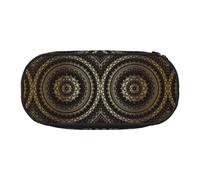 HAHAFU Circle Double Zipper Pencil Case Makeup Bag,Large Capacity Crush-Resistant Polyester Organizer with 4 Pen Slots and Mesh Pocket for School Office Travel (Full Print Design)