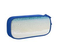 HAHAFU Clear Sea Water White Sand Beach Double Layer Large Capacity Pencil Case, Full Print Oxford-Cloth Pencil Pouch with Multiple Compartments,Customizable Smooth Zipper Stationery Bag