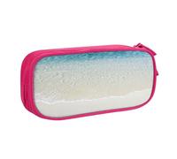 HAHAFU Clear Sea Water White Sand Beach Double Layer Large Capacity Pencil Case, Full Print Oxford-Cloth Pencil Pouch with Multiple Compartments,Customizable Smooth Zipper Stationery Bag