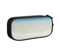 HAHAFU Clear Sea Water White Sand Beach Double Layer Large Capacity Pencil Case, Full Print Oxford-Cloth Pencil Pouch with Multiple Compartments,Customizable Smooth Zipper Stationery Bag