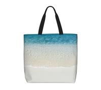 HAHAFU Clear Sea Water White Sand Beach Multiprint Durable Water-Resistant Polyester Tote Shoulder Bag-Lightweight Casual Daypack For Shopping,School, Office Daily Use