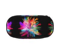 HAHAFU Color Explosion Double Zipper Pencil Case Makeup Bag,Large Capacity Crush-Resistant Polyester Organizer for School Office Travel