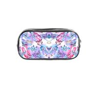 HAHAFU Colorful Butterfly Clear Pencil Case with Full Print On Front Panel,Transparent PVC Pouch, Lightweight Wear-Resistant, Zipper Closure for School, Office, Travel
