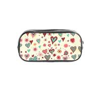 HAHAFU Colorful Heart Pattern Clear Pencil Case with Full Print On Front Panel,Transparent PVC Pouch, Lightweight Wear-Resistant, Zipper Closure for School, Office, Travel