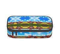 HAHAFU Company Farm Tractor Durable Large Capacity Pencil Case with Multiple Compartments,Print Water-Resistant Polyester School Supplies Organizer (Square Design)