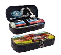HAHAFU Company Farm Tractor Pencil Case for Girls Boys,Leather Personalised Print Large Stationery Pencil Case with Compartments.