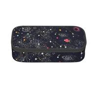 HAHAFU Constellation Star Clusters Galaxies Durable Large Capacity Pencil Case with Multiple Compartments,Print Water-Resistant Polyester School Supplies Organizer (Square Design)