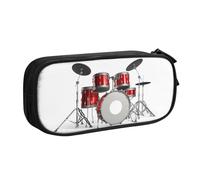HAHAFU Cool Drum Set Double Layer Large Capacity Pencil Case, Full Print Oxford-Cloth Pencil Pouch with Multiple Compartments,Customizable Smooth Zipper Stationery Bag
