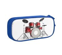 HAHAFU Cool Drum Set Double Layer Large Capacity Pencil Case, Full Print Oxford-Cloth Pencil Pouch with Multiple Compartments,Customizable Smooth Zipper Stationery Bag