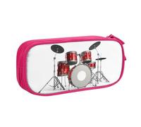 HAHAFU Cool Drum Set Double Layer Large Capacity Pencil Case, Full Print Oxford-Cloth Pencil Pouch with Multiple Compartments,Customizable Smooth Zipper Stationery Bag