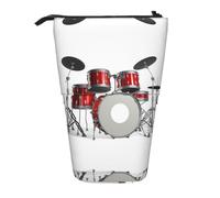 HAHAFU Cool Drum Set Telescopic Pencil Case, Oxford-Cloth Adjustable Pencil Pouch with Zipper, Multi-Functional Portable Stationery Bag for School Office