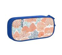 HAHAFU Coral Reef Double Layer Large Capacity Pencil Case, Full Print Oxford-Cloth Pencil Pouch with Multiple Compartments,Customizable Smooth Zipper Stationery Bag
