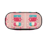 HAHAFU Cotton Candy Double Zipper Pencil Case Makeup Bag,Large Capacity Crush-Resistant Polyester Organizer with 4 Pen Slots and Mesh Pocket for School Office Travel (Full Print Design)