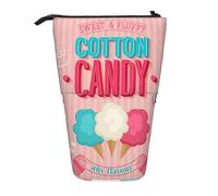 HAHAFU Cotton Candy Telescopic Pencil Case, Oxford-Cloth Adjustable Pencil Pouch with Zipper, Multi-Functional Portable Stationery Bag for School Office