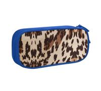 HAHAFU Cow Fur Print Double Layer Large Capacity Pencil Case,Print Oxford-Cloth Pencil Pouch with Multiple Compartments
