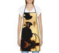 HAHAFU Cowboy With Lasso Chef Apron For Women Men,Print Polyester Work Cooking Aprons With Adjustable Strap And Large Pocket