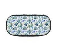 HAHAFU Crab Conch Double Zipper Pencil Case Makeup Bag,Large Capacity Crush-Resistant Polyester OrganizerFor School Office Travel