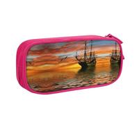 HAHAFU Cruise Ship Double Layer Large Capacity Pencil Case, Full Print Oxford-Cloth Pencil Pouch with Multiple Compartments,Customizable Smooth Zipper Stationery Bag