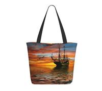 HAHAFU Cruise Ship Women'S Large Shopping Tote Bag, Lightweight Durable Polyester Tote With All-Over Print,Foam Padded For Protection