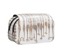 HAHAFU Cute Cartoon Funny Giraffes Flip-Top Double-Layer Pencil Case,Large Capacity (Holds 50 Pens/Pencis),Full-Print Durable Polyester School Office Supplies