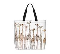 HAHAFU Cute Cartoon Funny Giraffes Multiprint Durable Water-Resistant Polyester Tote Shoulder Bag-Lightweight Casual Daypack For Shopping,School, Office Daily Use