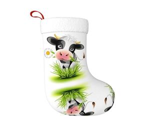 HAHAFU Cute Cow Personalised Christmas Stocking Large Print Fluffy Hanging Socks For Christmas Decorations