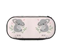 HAHAFU Cute Koala Mom Double Zipper Pencil Case Makeup Bag,Large Capacity Crush-Resistant Polyester Organizer with 4 Pen Slots and Mesh Pocket for School Office Travel (Full Print Design)