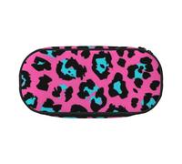 HAHAFU Cute Leopard Double Zipper Pencil Case Makeup Bag,Large Capacity Crush-Resistant Polyester Organizer with 4 Pen Slots and Mesh Pocket for School Office Travel (Full Print Design)
