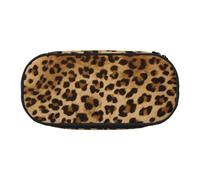 HAHAFU Cute Leopard Double Zipper Pencil Case Makeup Bag,Large Capacity Crush-Resistant Polyester Organizer with 4 Pen Slots and Mesh Pocket for School Office Travel (Full Print Design)
