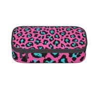 HAHAFU Cute Leopard Durable Large Capacity Pencil Case with Multiple Compartments,Print Water-Resistant Polyester School Supplies Organizer (Square Design)