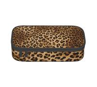 HAHAFU Cute Leopard Durable Large Capacity Pencil Case with Multiple Compartments,Print Water-Resistant Polyester School Supplies Organizer (Square Design)