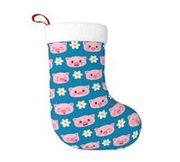 HAHAFU Cute Pig Christmas Stocking Large Personalized Print Fluffy Hanging Socks For Christmas Decorations