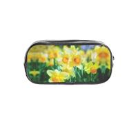 HAHAFU Daffodil Flower Clear Pencil Case with Full Print On Front Panel,Transparent PVC Pouch, Lightweight Wear-Resistant, Zipper Closure for School, Office, Travel