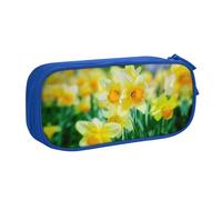 HAHAFU Daffodil Flower Double Layer Large Capacity Pencil Case, Full Print Oxford-Cloth Pencil Pouch with Multiple Compartments,Customizable Smooth Zipper Stationery Bag