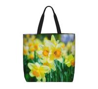 HAHAFU Daffodil Flower Multiprint Durable Water-Resistant Polyester Tote Shoulder Bag-Lightweight Casual Daypack For Shopping,School, Office Daily Use