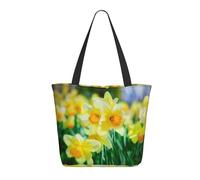 HAHAFU Daffodil Flower Women'S Large Shopping Tote Bag, Lightweight Durable Polyester Tote With All-Over Print,Foam Padded For Protection