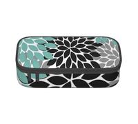 HAHAFU Dahlia Flower Durable Large Capacity Pencil Case with Multiple Compartments,Print Water-Resistant Polyester School Supplies Organizer (Square Design)